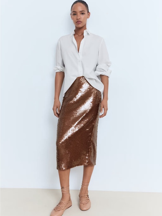 Mango Dresses & Skirts - NWT (size 8) MANGO SEQUINNED MIDI-SKIRT